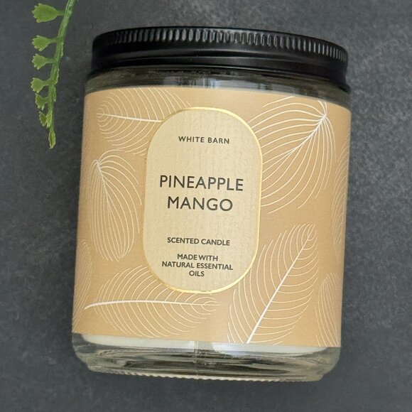 BBW Pineapple Mango White Barn Bath & Body Works Mason Jar Single Wick Candle - Picture 5 of 10